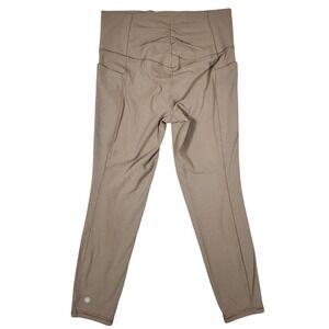 Athleta Salutation Stash Cinch 7/8 Tight Leggings Pockets‎ Ruched Waist M Tan